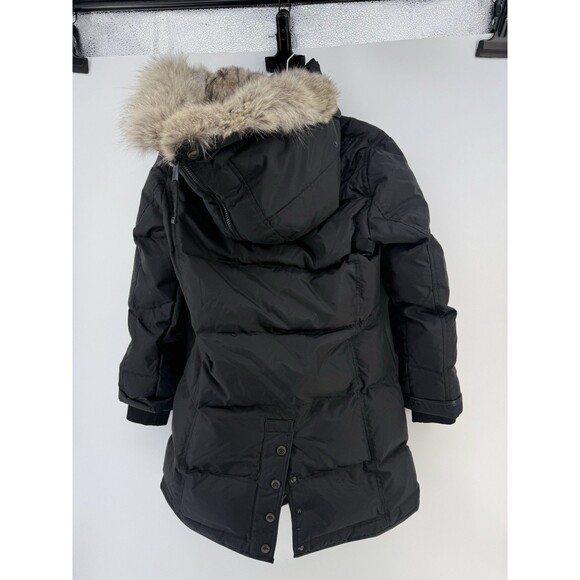 Black Pajar Cougar Women's Parka w/ Coyote Rabbit Fur Hood Size L Down Warm - Picture 5 of 17
